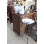 2 wash stand jugs plus a bowl and brass stand