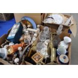 4 boxes containing ornamental figures, German figure of a lady, Royal Worcester pots, a Doulton