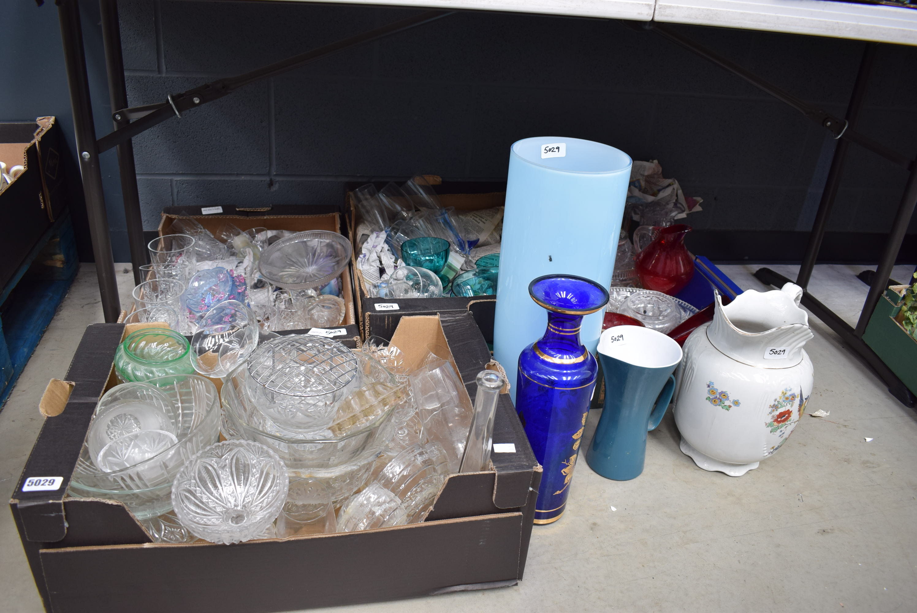 A quantity of glassware including drinking glasses and decorative items (4 x boxes)