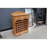 5084 - Pine wine rack with drawer over