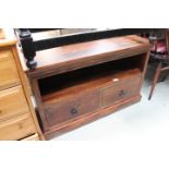 Sheesham television stand with second tier and 2 drawers under