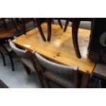 Pine dining table plus 4 matching chairs (collectors item - see soft furnishing policy)