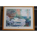 5056 Framed and glazed print - Mediterranean villa with foliage, garden table, tennis racket plus