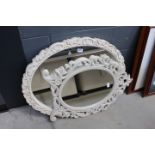 2 mirrors in ornate cream frames