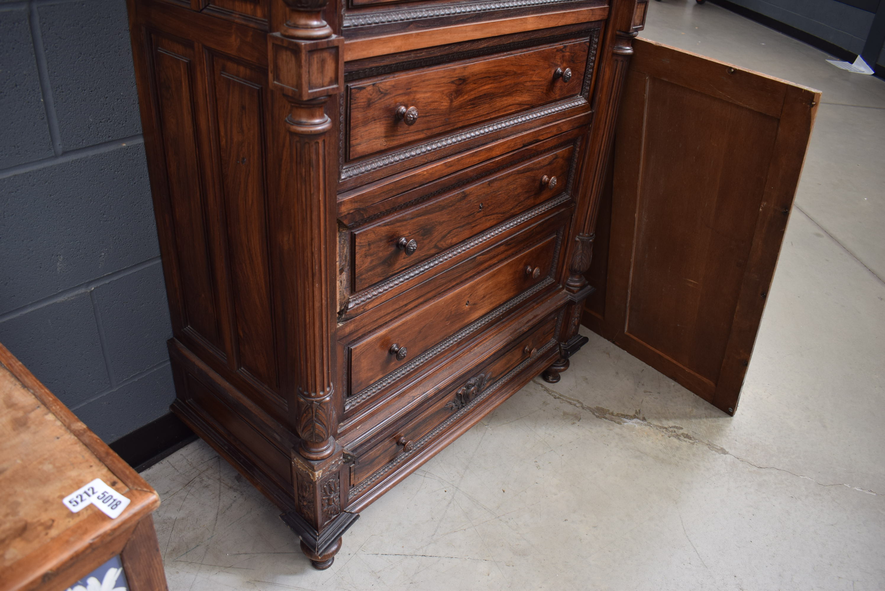 A narrow Continental rosewood cabinet converted from a chest of drawers - Image 5 of 8