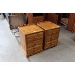 Pair of pine 3 drawer cabinets