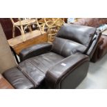 5296 - Dark brown leather effect reclining armchair