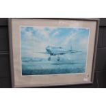 Framed and glazed print of a Spitfire by J.W.Mitchell