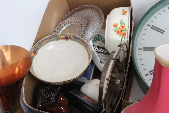 Quantity of childrens money boxes, clocks, wall barometer, copper jug, dominoes and cards - Image 2 of 6