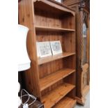 Pine open fronted bookcase