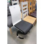 Bent wood chrome and black leather effect chair