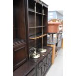 Dark Ercol open fronted bookcase with dresser base under