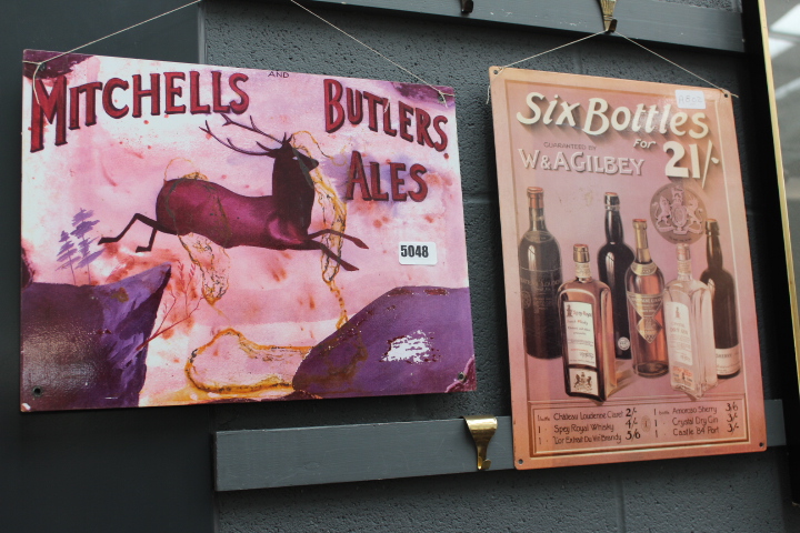 5027 - 2 reproduction tin signs 'Mitchell's Ale' and 'Gilbey's Gin'