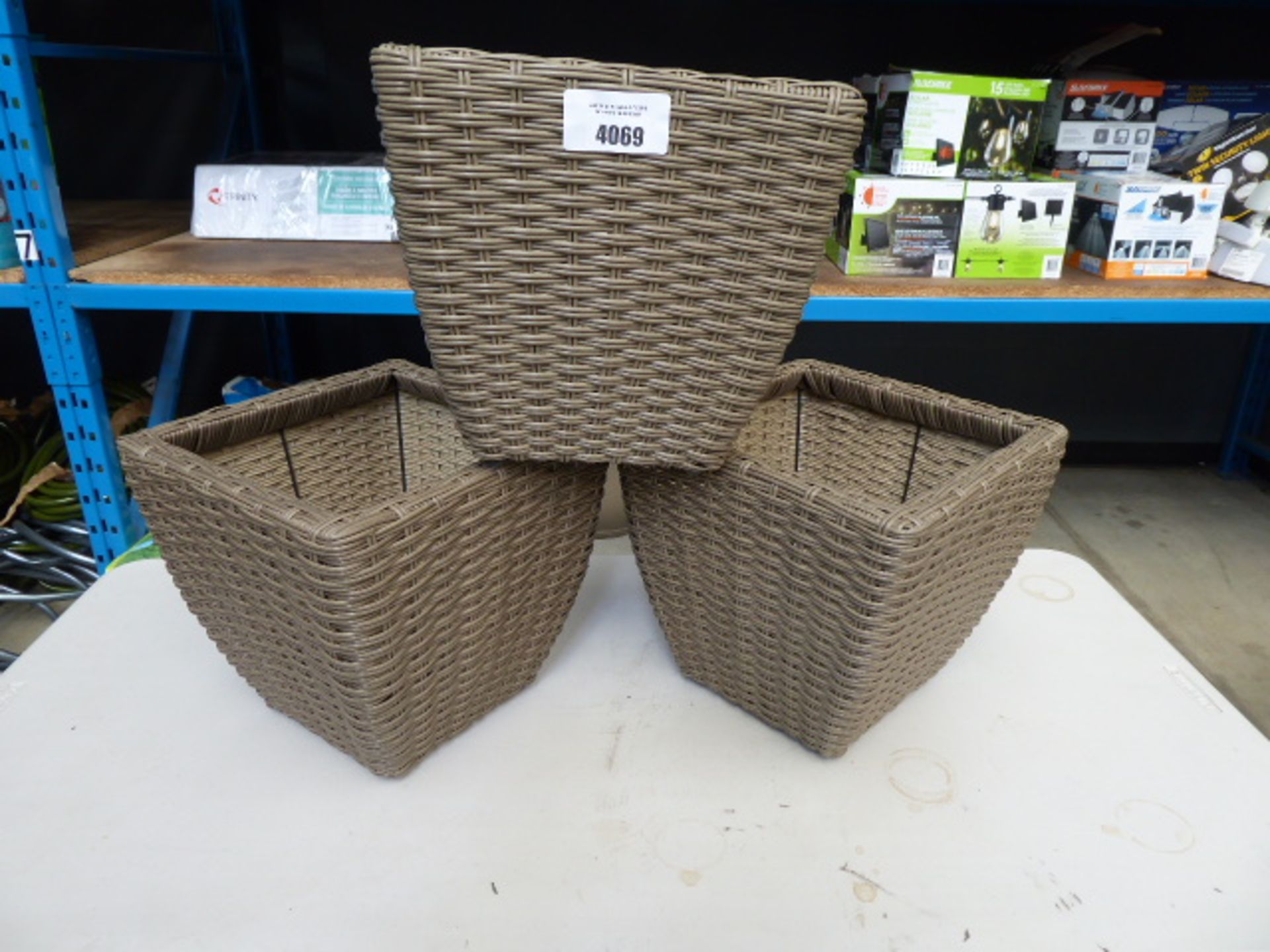 3 small Ratan planters