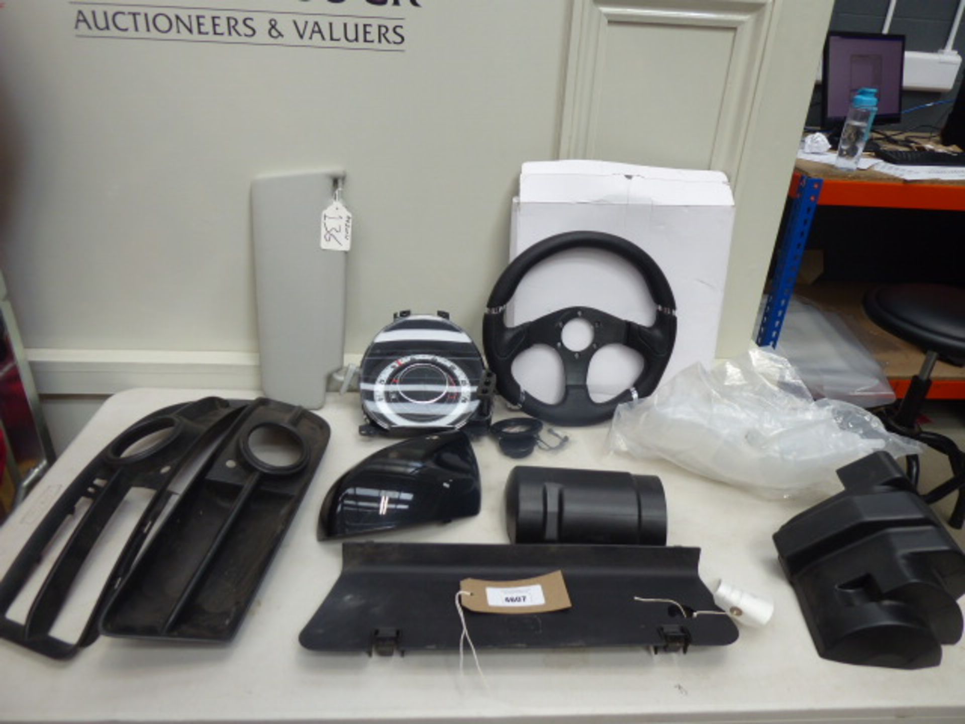 Ford Transit mark 7 jack cover, mini speedo plus side lamp covers, washer bottle, steering wheel and