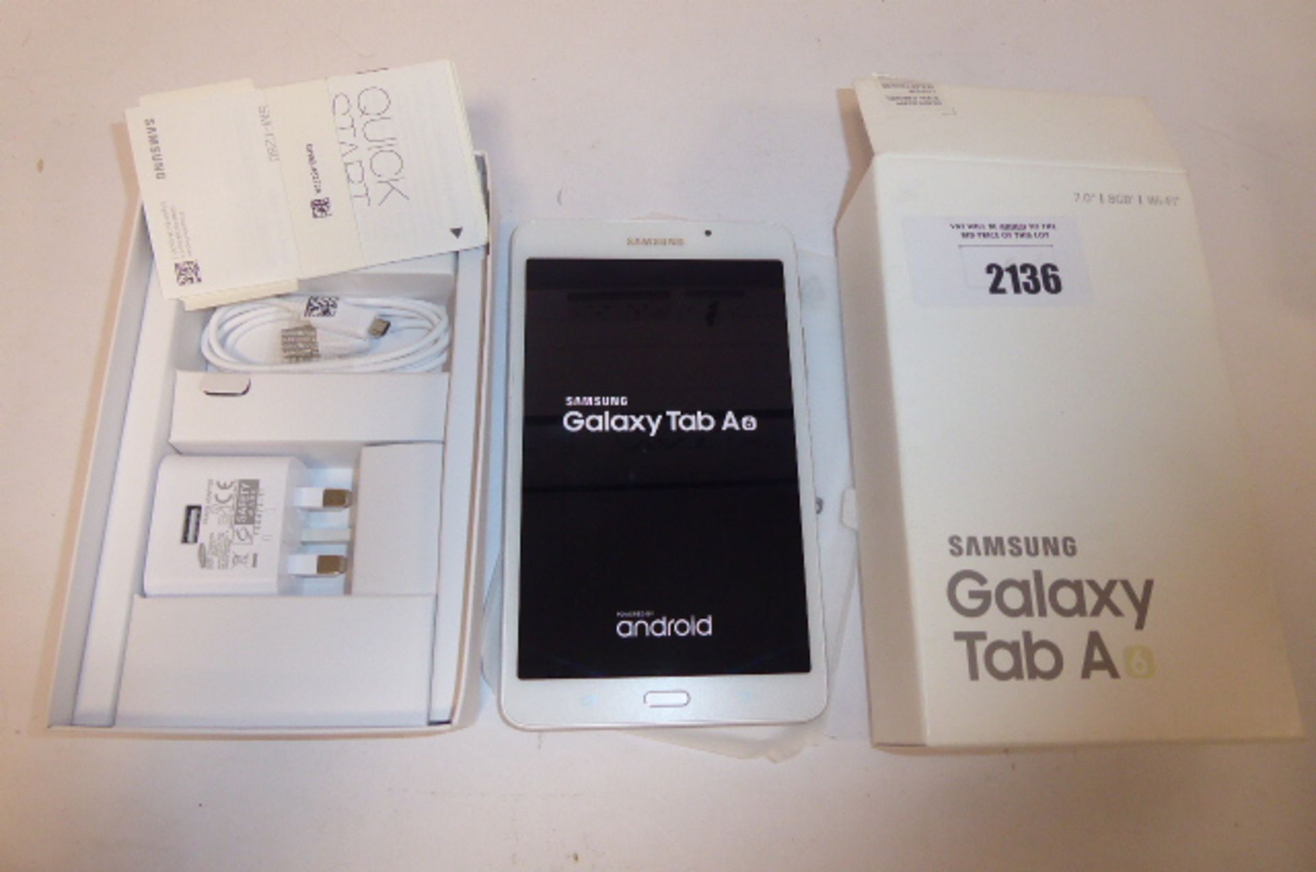 Samsung Galaxy Tab A6 7'' tablet, 8gb in white with box and charger.