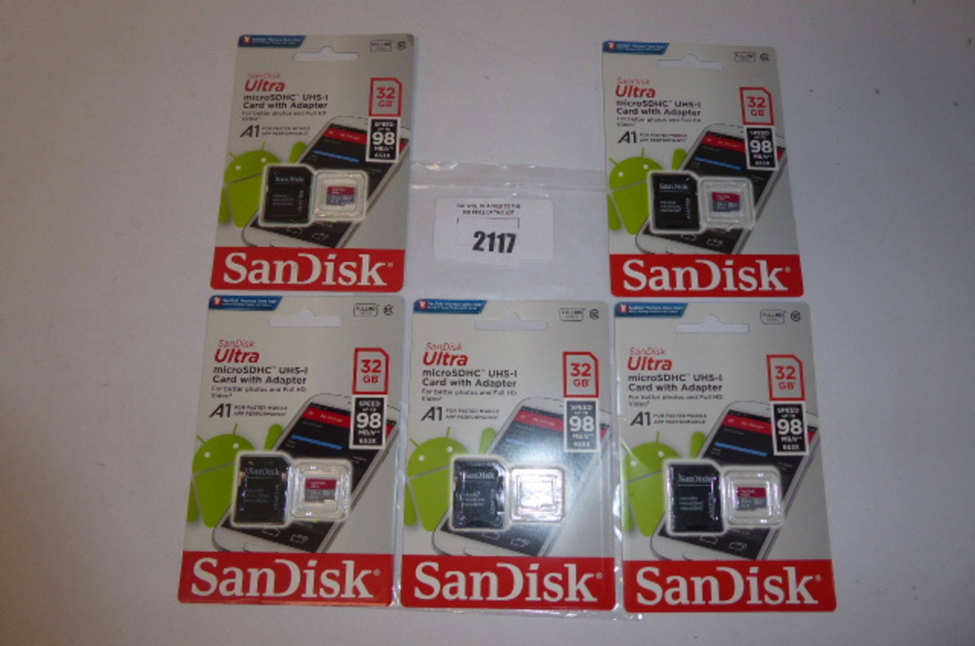 Five Sandisk 32GB Micro SD card packs