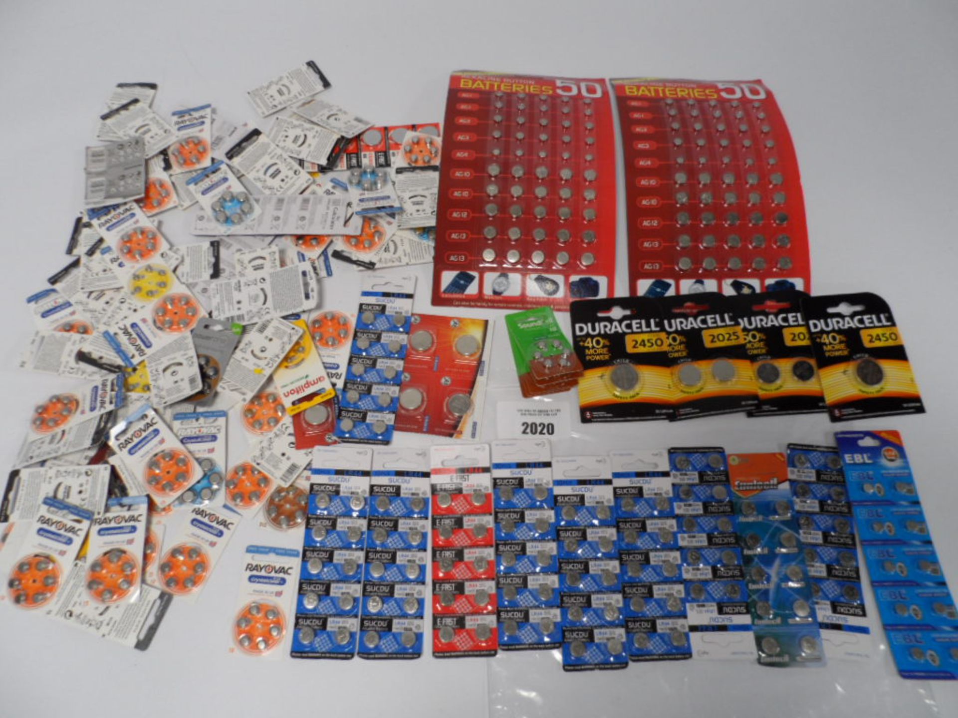 Bag of mostly Rayovac Hearing aid batteries, includes Various size batteries.