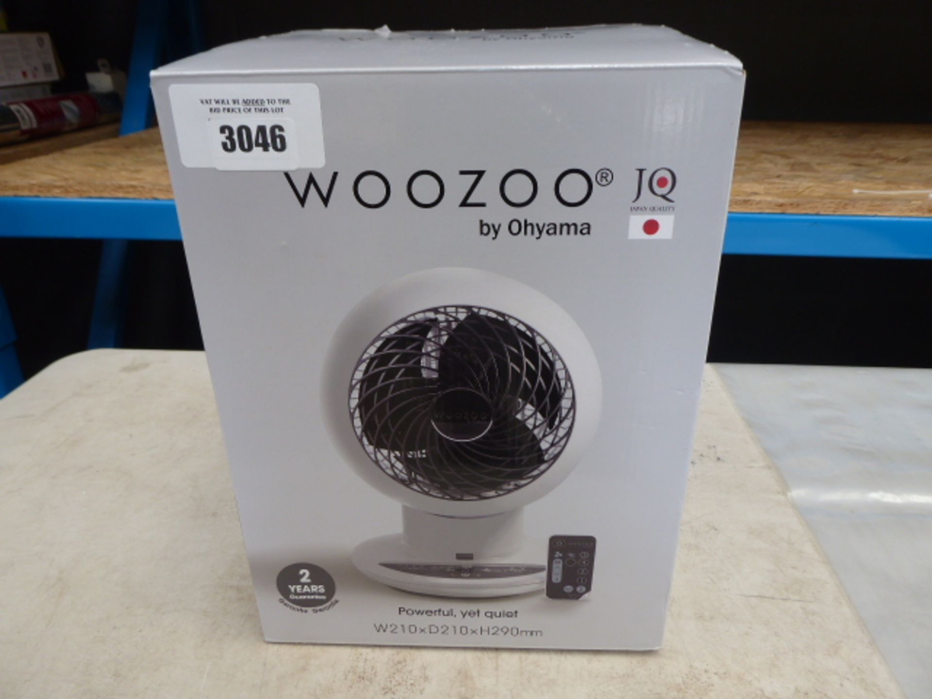 Boxed Woozoo air circulator fan with remote