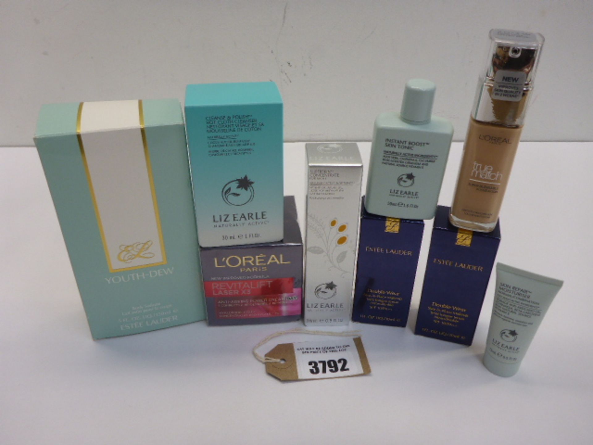 Selection of creams and cosmetics comprising L'Oreal, Liz Earle and Estee Lauder