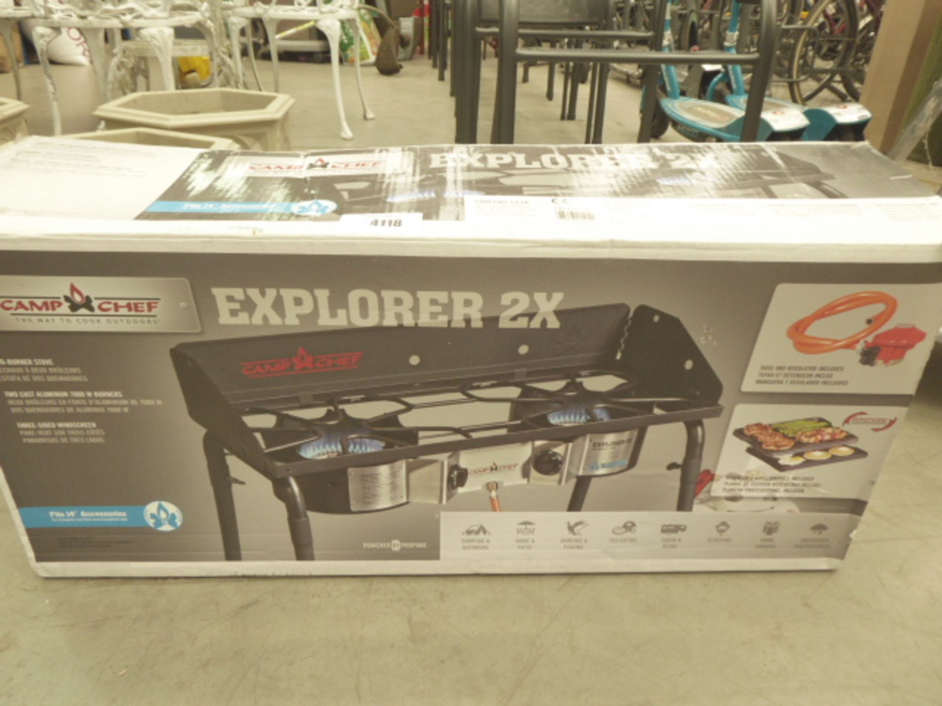 Camp Chef Explorer 2 two burner boxed stove