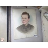 RRJune 423 An early 20th century overpainted photograph depicting an elegant female head and