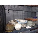 A cage of wristwatches and Limoges crockery