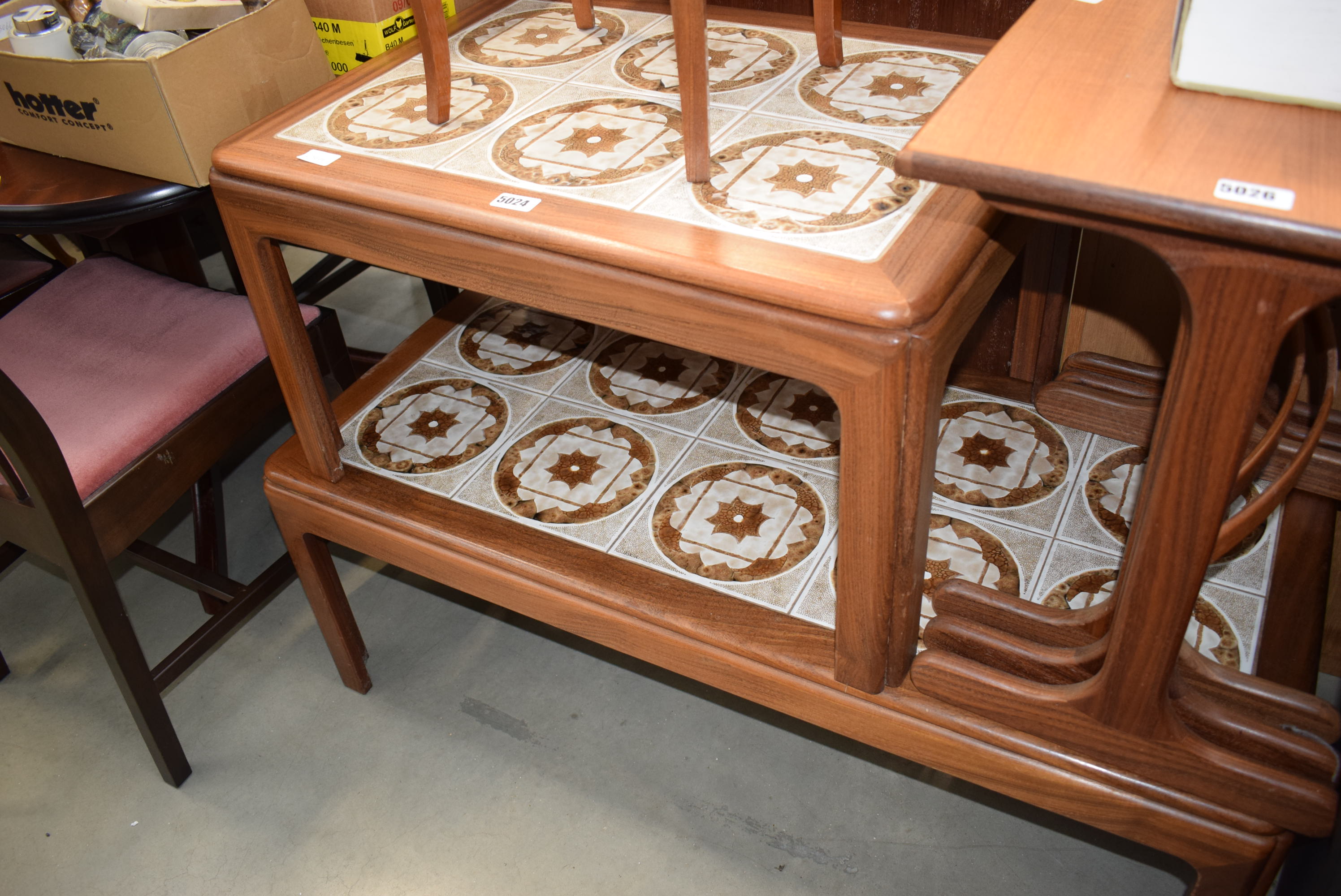 Two 1970's tile topped coffee tables