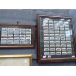 2 cigarette card pictures with steam trains