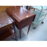 Mahogany drop side table with 2 drawers