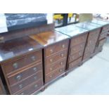 5 Reproduction mahogany 4 drawer bedside cabinets