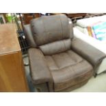 Brown leather effect electric reclining armchair