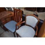 Two mahogany framed armchairs