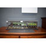 A stationary model of the Flying Scotsman in a perspex case