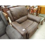 Dark brown electric reclining armchair