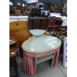 1960's dressing table with silk curtains and oval mirror