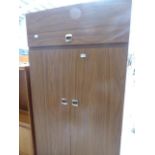 5218 A walnut finish double wardrobe with top box