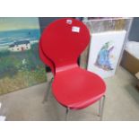 5416 Two red painted bentwood dining chairs