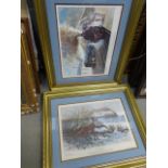 Pair of framed and glazed limited edition Alan Ward prints with trains