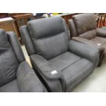 Brown leather effect reclining armchair