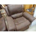 Dark brown leather effect reclining armchair