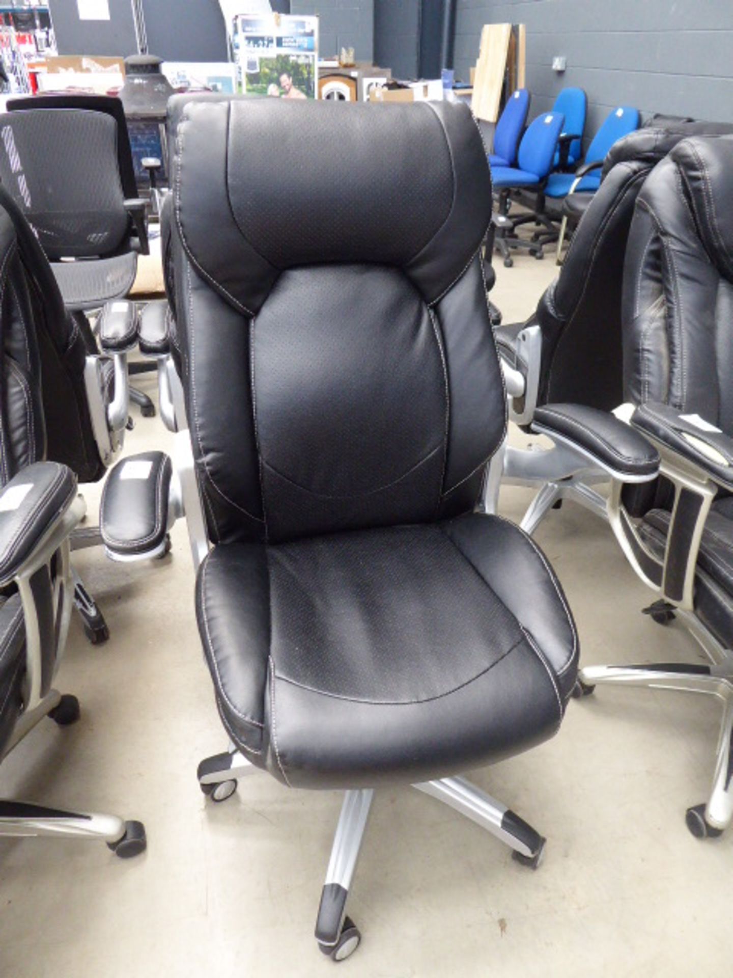 Black high back executive style swivel armchair