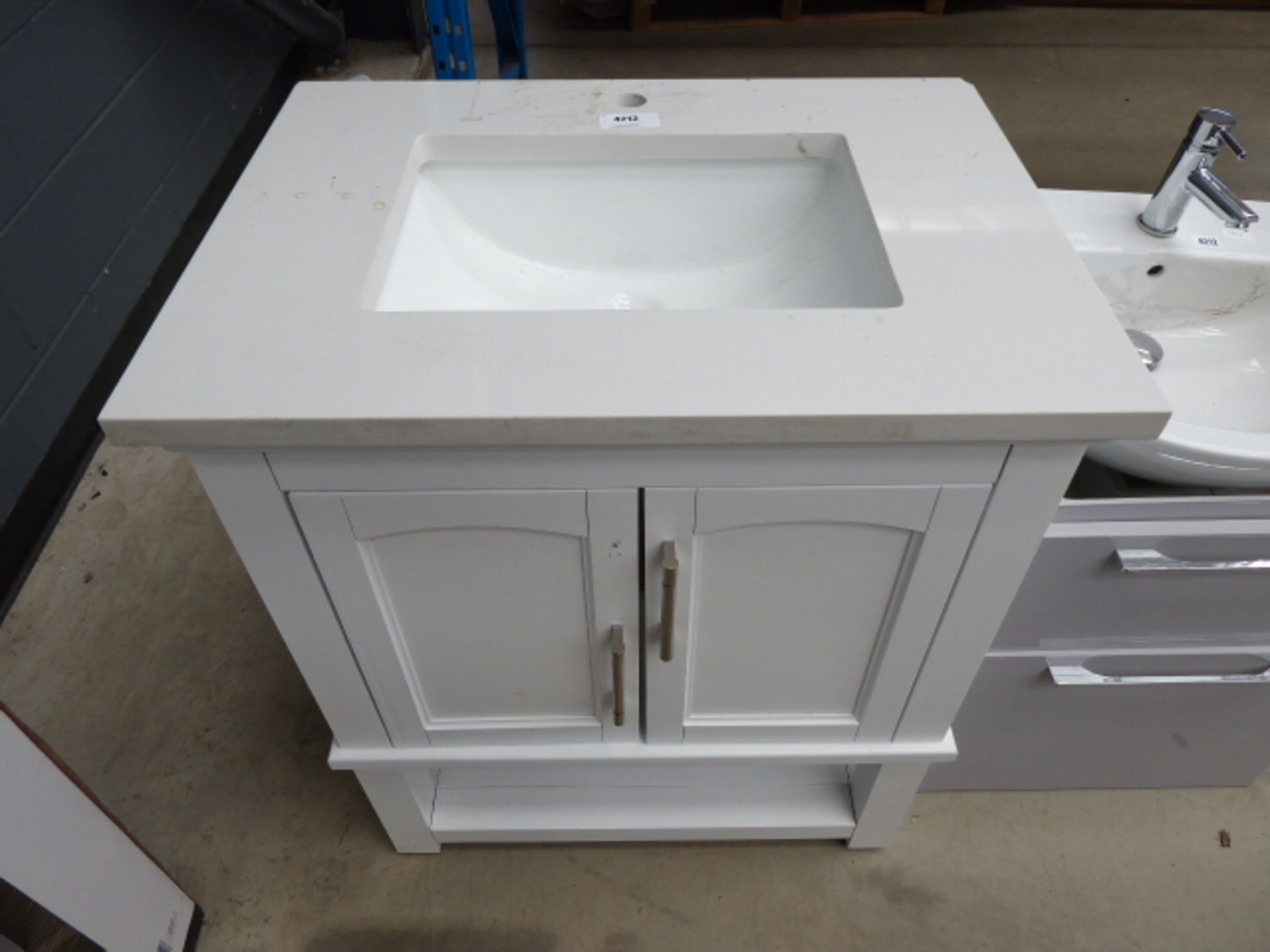 White vanity unit with sink