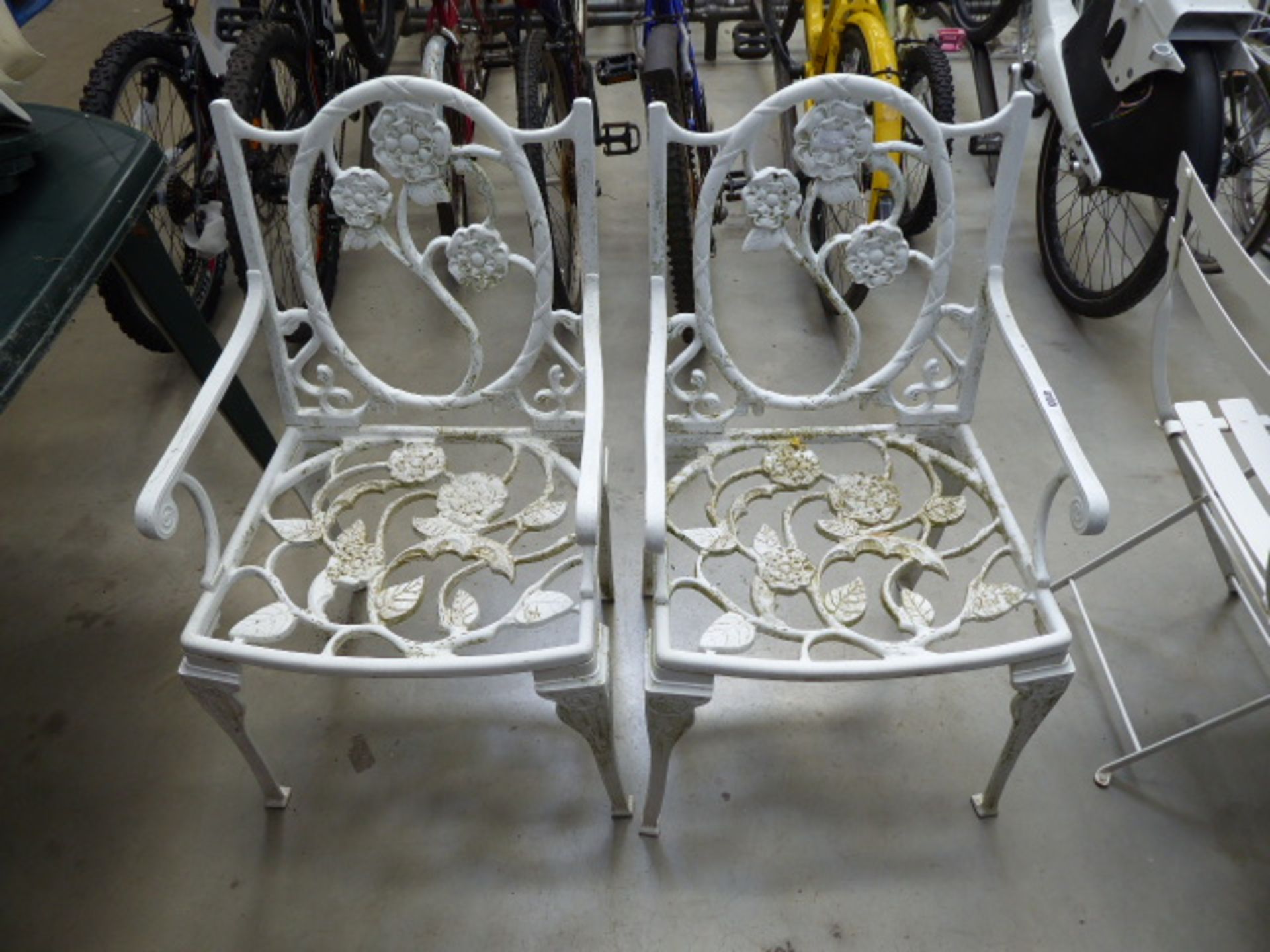 2 metal ornate garden chairs