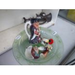 Josef Inwald Bohemian Art Glass bowl plus character jugs and figures