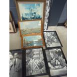 2 Canaletto prints of Venice plus Italian movie prints plus an oleograph of Venice