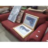 Red striped Parker-Knoll 2 seater sofa