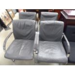 2025MIDC(174) - 4 grey leather armchairs on chromium frames