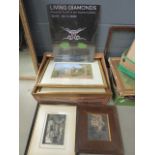 4 Boxes containing a large qty of botanical and other prints plus a serving tray