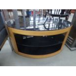 Oval glass and wood TV stand